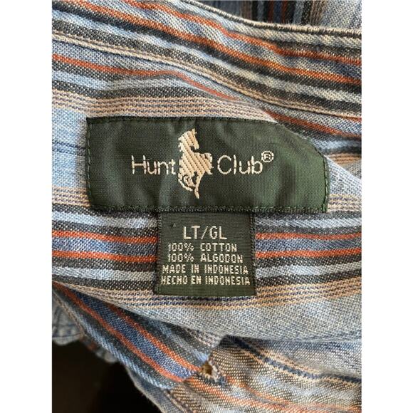 Vintage Hunt Club Vertical Stripe Button‑Down Size Large Western Denim Shirt - Picture 8 of 10